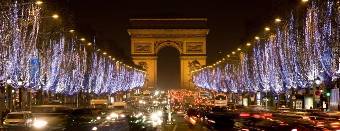 Christmas lights along the Champs-Elysées